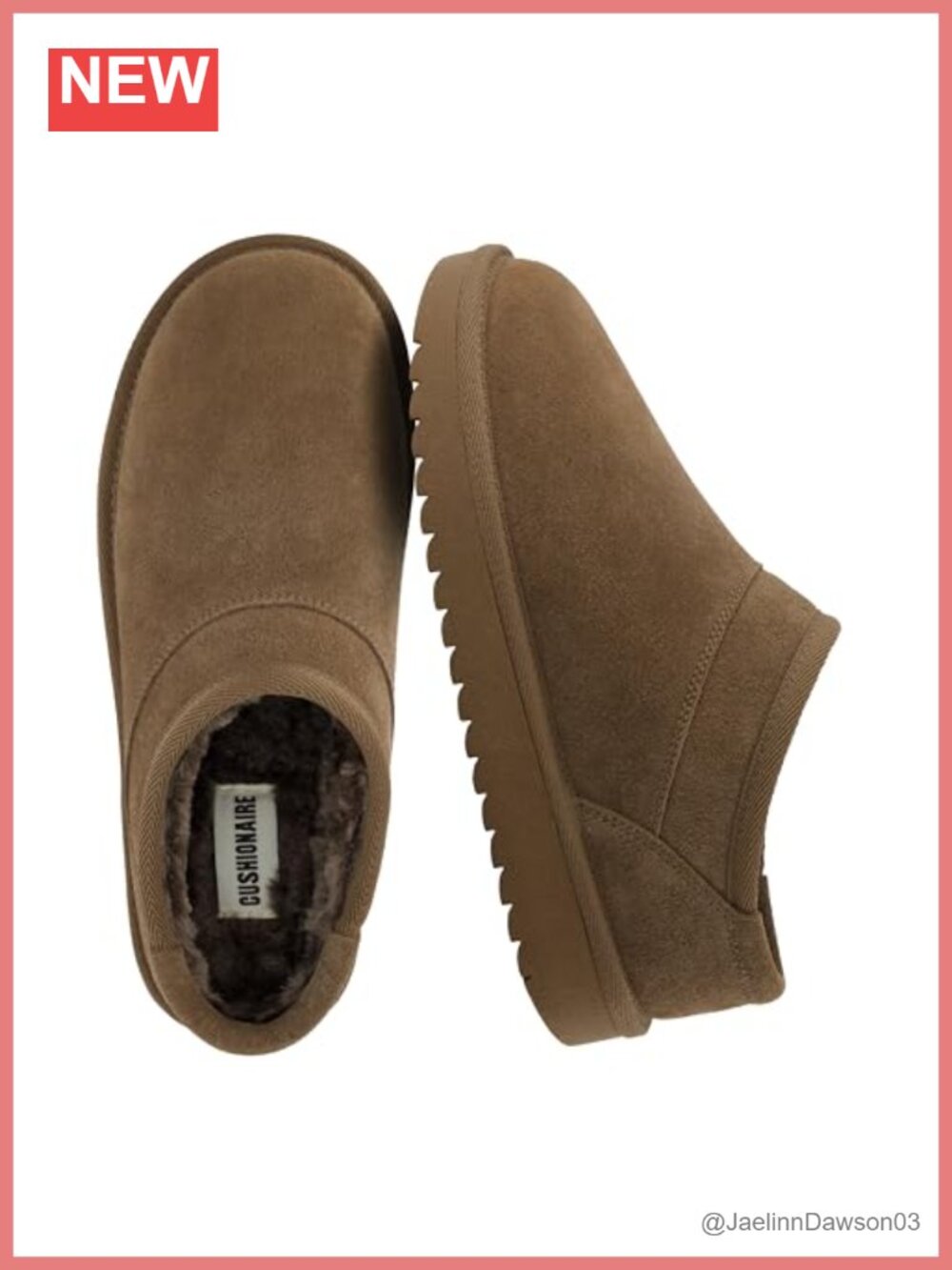 Cushionaire Hilo-3 Suede Slippers Faux Fur Lined Memory Foam Slip On